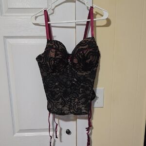 Black and Pink Lace Corset